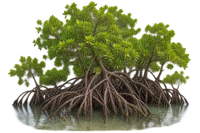 Mangrove Tree with Complex Stilt Roots