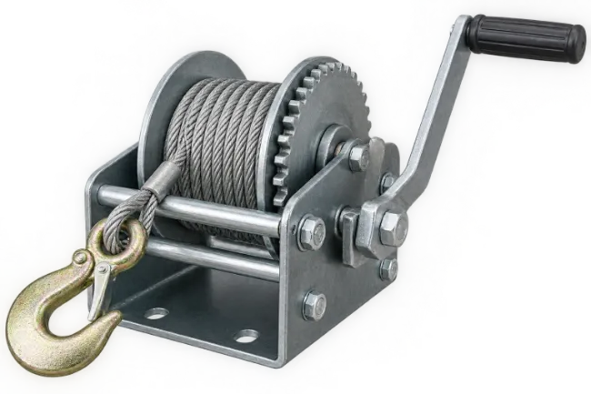 Manual Hand Winch With Steel Cable And Hook