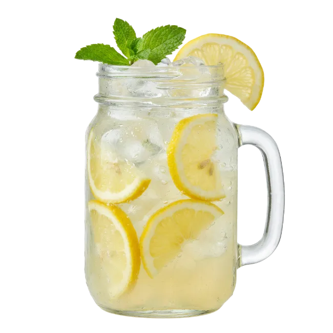 Mason Jar Lemonade with Mint and Ice