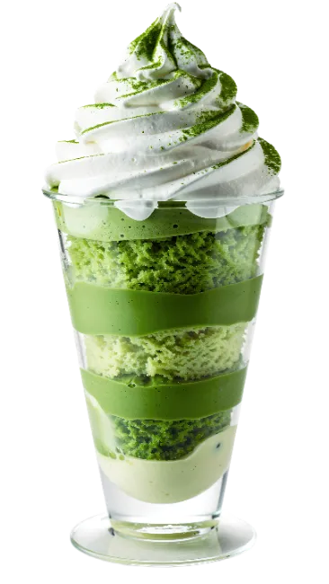 Matcha Green Tea Parfait in Glass Cup