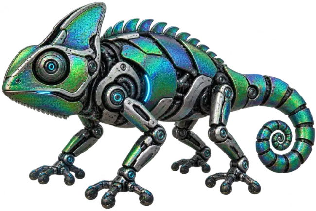 Mechanical Cyberpunk Chameleon Illustration