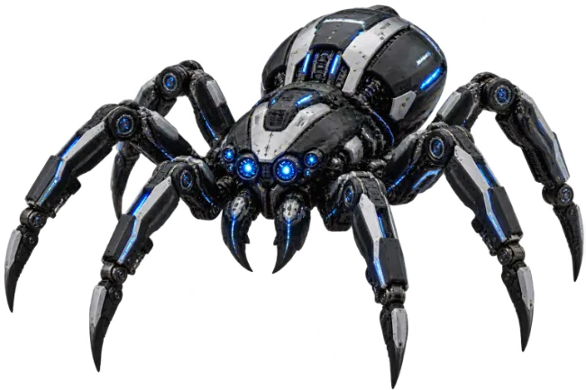Mechanical Spider Robot with Blue Lights