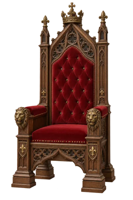 Medieval Royal Throne with Red Velvet