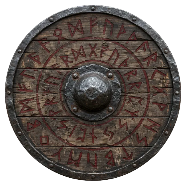 Medieval Viking Round Wooden Shield with Runes