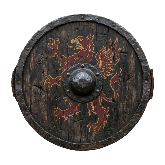 Medieval Wooden Shield with Griffin Emblem