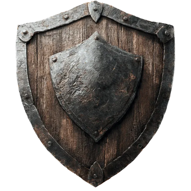 Medieval Wooden Shield with Iron Reinforcements