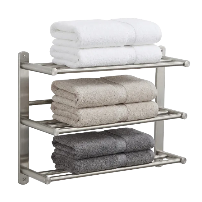 Metal Bathroom Towel Rack With Folded Towels