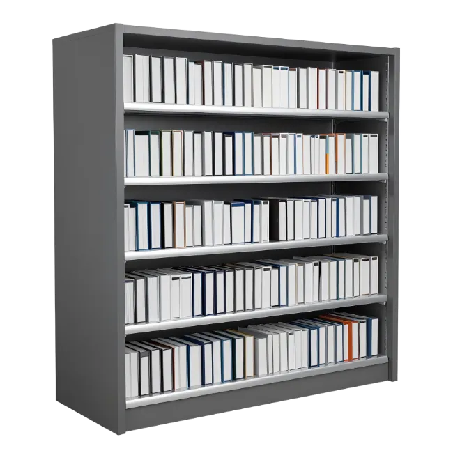 Metal Bookcase Filled With Books