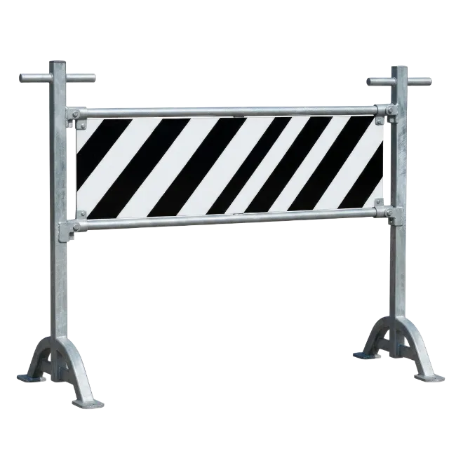 Metal Construction Barricade with Striped Panel