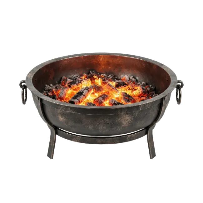 Metal Fire Pit with Glowing Embers