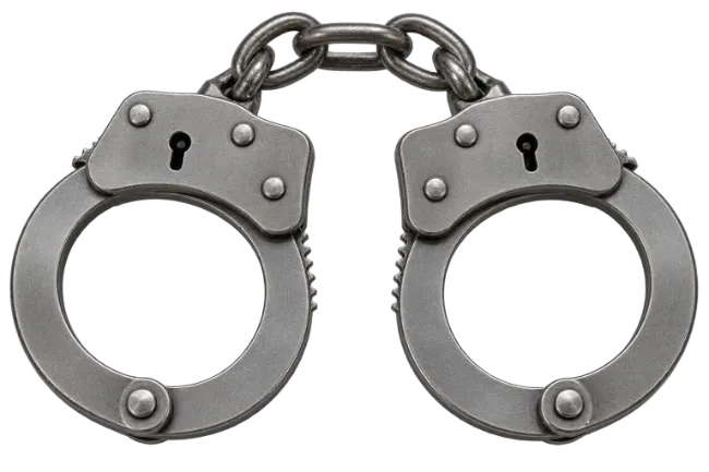 Metal Handcuffs Isolated on Transparent Background