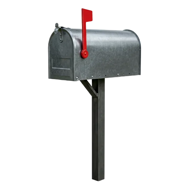 Metal Mailbox With Raised Red Flag