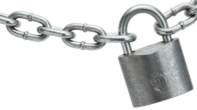 Metal padlock with chain
