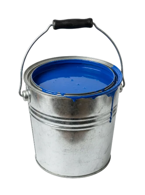 Metal Paint Can Filled With Blue Paint