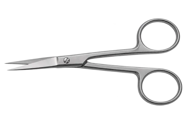 Metal Surgical Scissors Isolated on Black