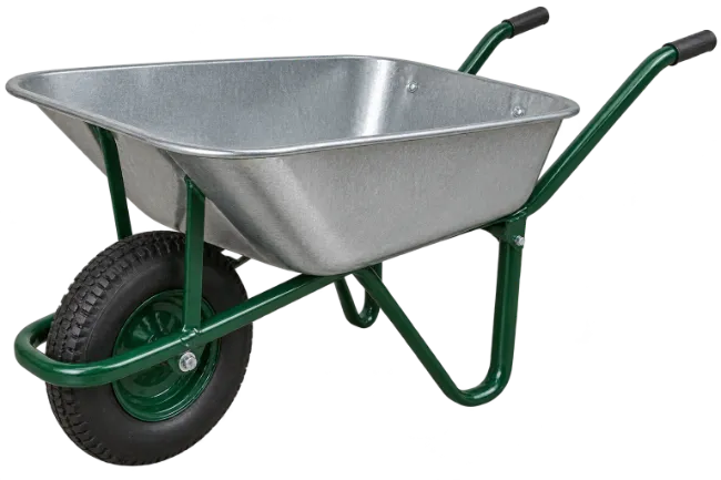 Metal Wheelbarrow with Green Frame