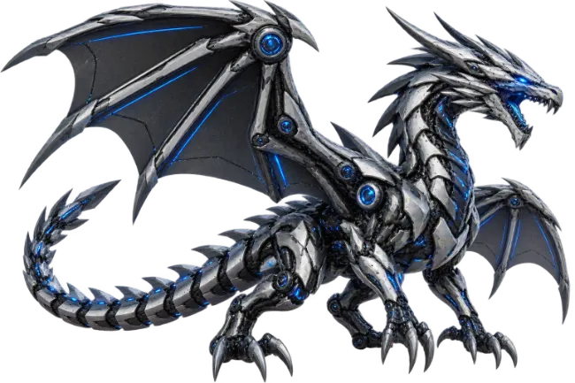 Metallic Cyborg Dragon Illustration