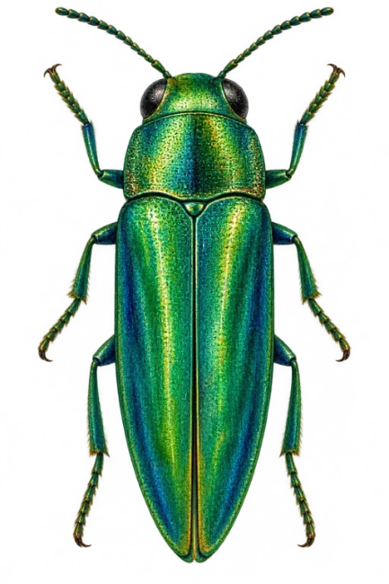Metallic green jewel beetle top view