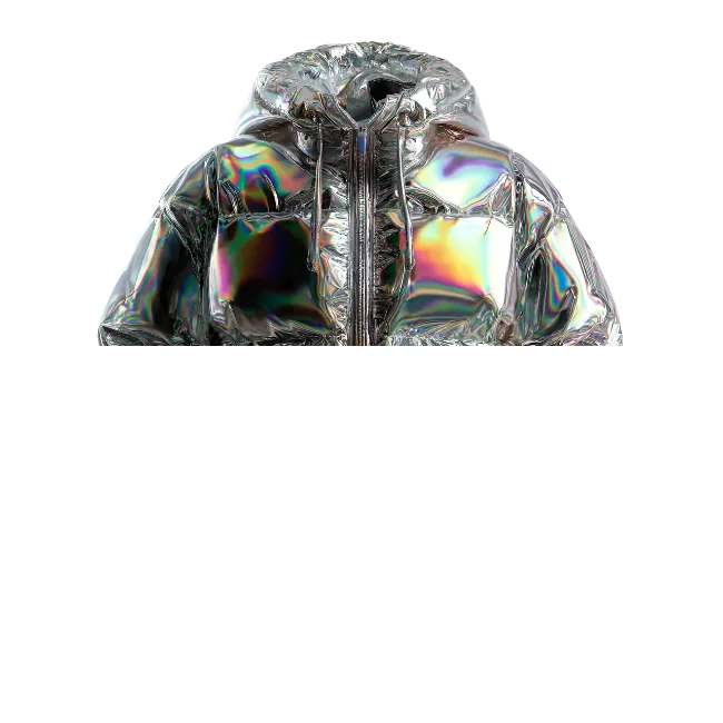 Metallic Holographic Puffer Jacket