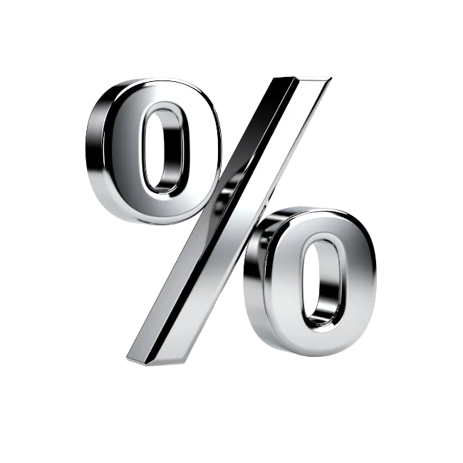 Metallic Percent Sign Isolated