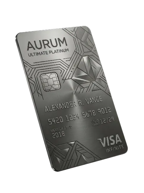 Metallic Platinum Credit Card with Geometric Patterns