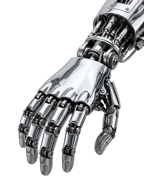 Metallic Robotic Arm with Articulated Fingers