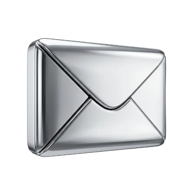 Metallic silver mail envelope icon