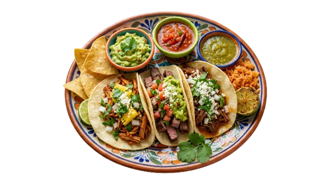 Mexican Taco Platter with Slices and Dips