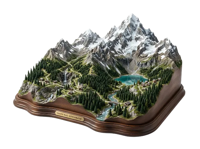Miniature Alpine Mountain Landscape Model