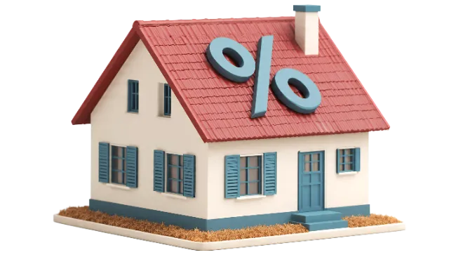 Miniature House with Percentage Symbol on Roof
