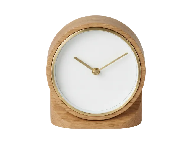 Minimalist Wooden Desk Clock with Gold Rim