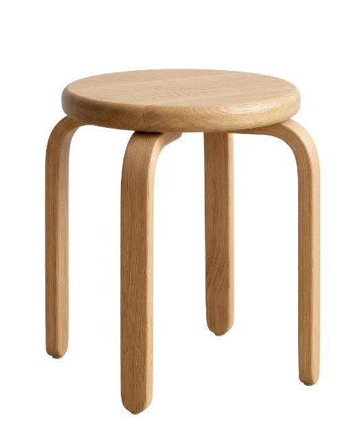 Minimalist Wooden Stool with Curved Legs