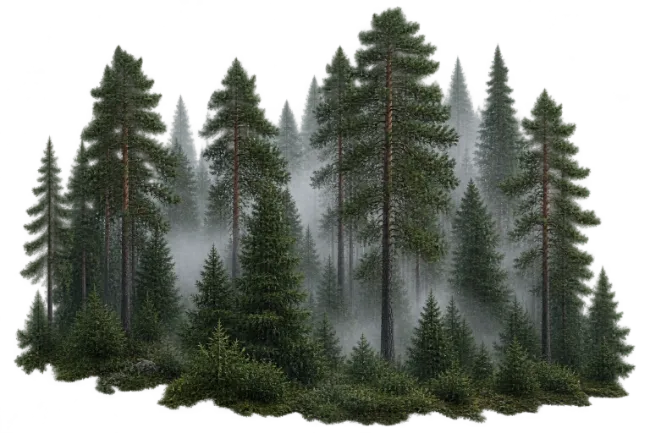 Misty Pine Forest Landscape