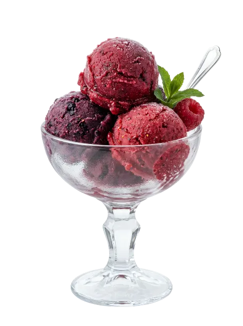 Mixed Berry Sorbet in Glass Bowl