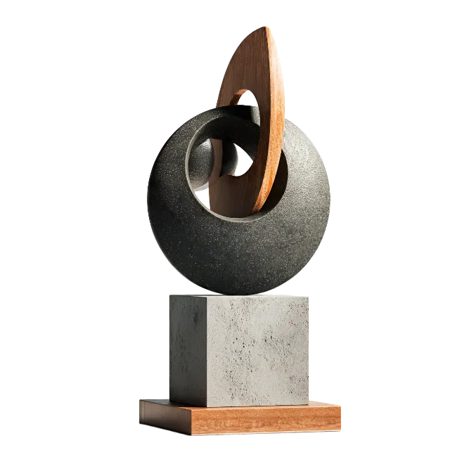 Modern Abstract Sculpture on Stone Base