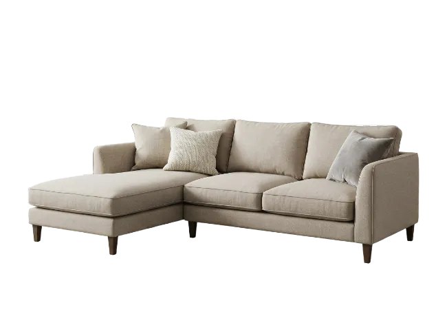 Modern Beige Sectional Sofa with Chaise