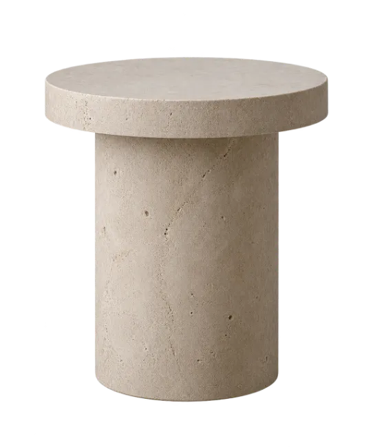 Modern beige stone side table