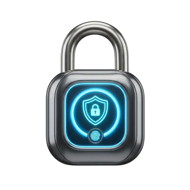 Modern Biometric Smart Padlock with Glowing Security Icon