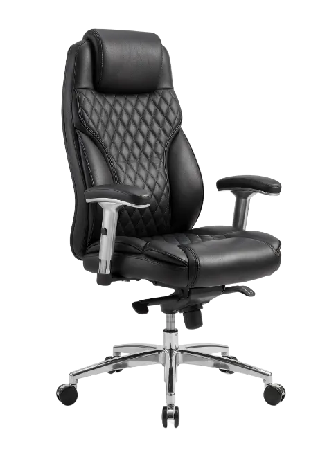 Modern black executive office chair with leather upholstery
