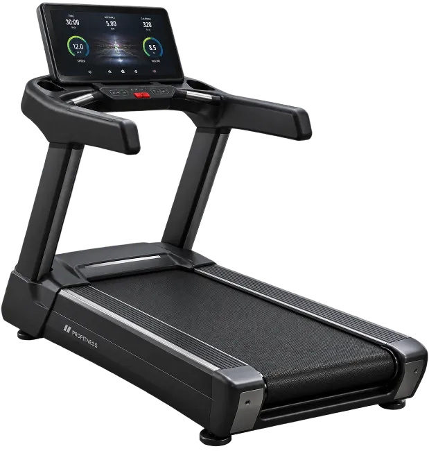 Modern Black Fitness Treadmill with Digital Display Screen