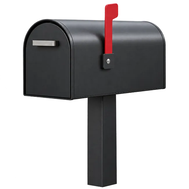 Modern Black Mailbox on Post