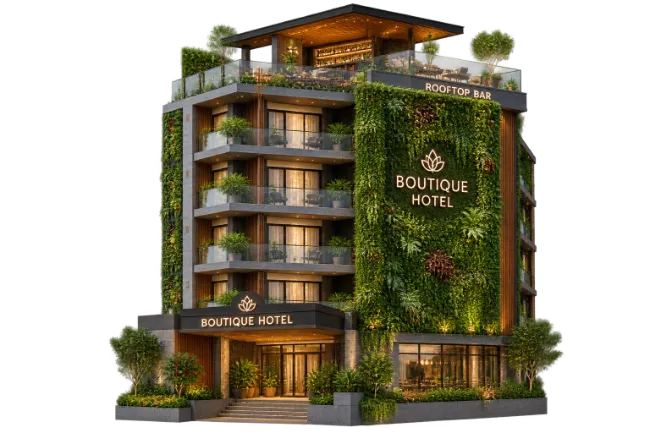 Modern Boutique Hotel Building Exterior