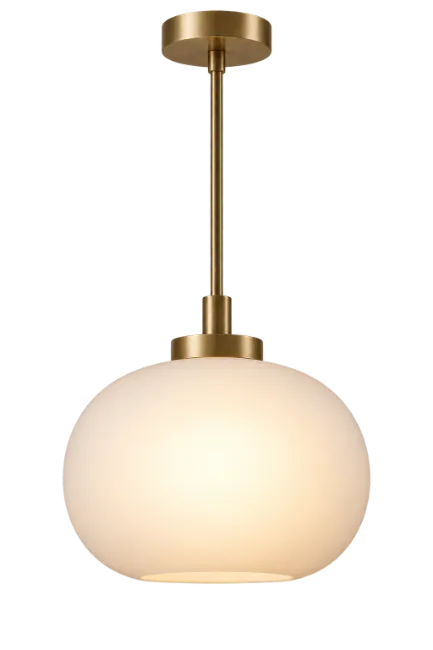 Modern Brass Pendant Light with Frosted Glass Globe