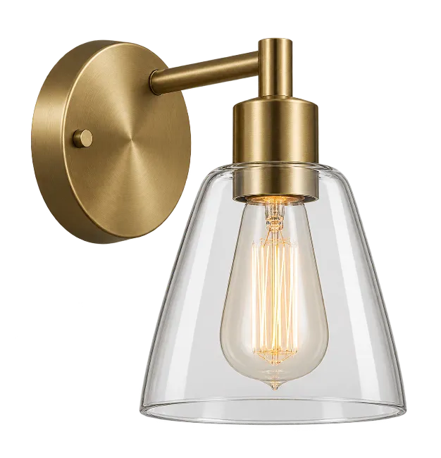 Modern Brass Wall Sconce with Glass Shade