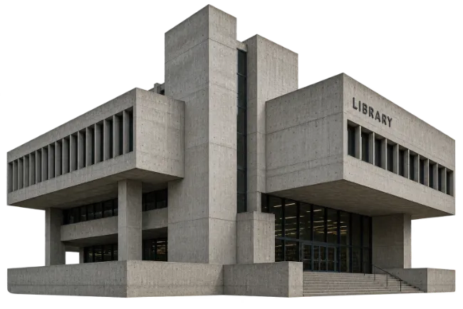 Modern Brutalist Concrete Library Building