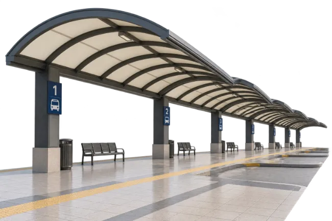 Modern Bus Station Platform Shelter