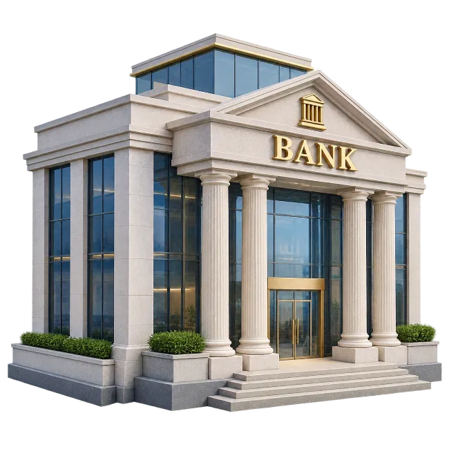 Modern Classical Bank Building with Columns