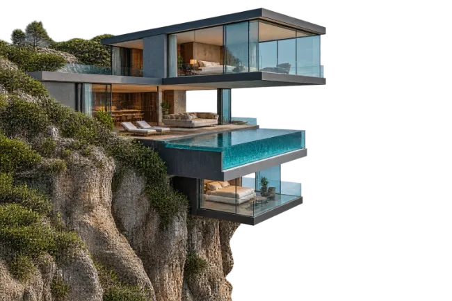 Modern Cliffside Luxury Mansion with Swimming Pool
