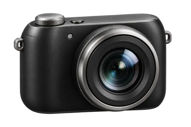 Modern Compact Digital Camera with Silver Lens Ring