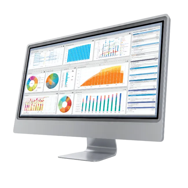 Modern Computer Monitor Displaying Financial Analytics Dashboard